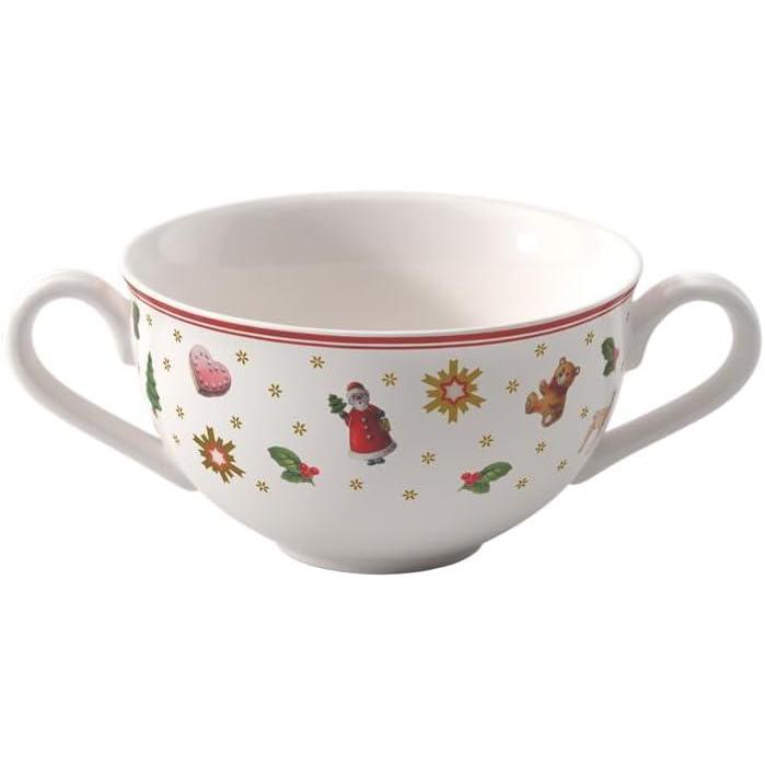 imageVilleroy ampamp Boch Toys Delight Cream Soup Cup Premium Porcelain Christmas Themed Design 85 oz Capacity WhiteMulticolored