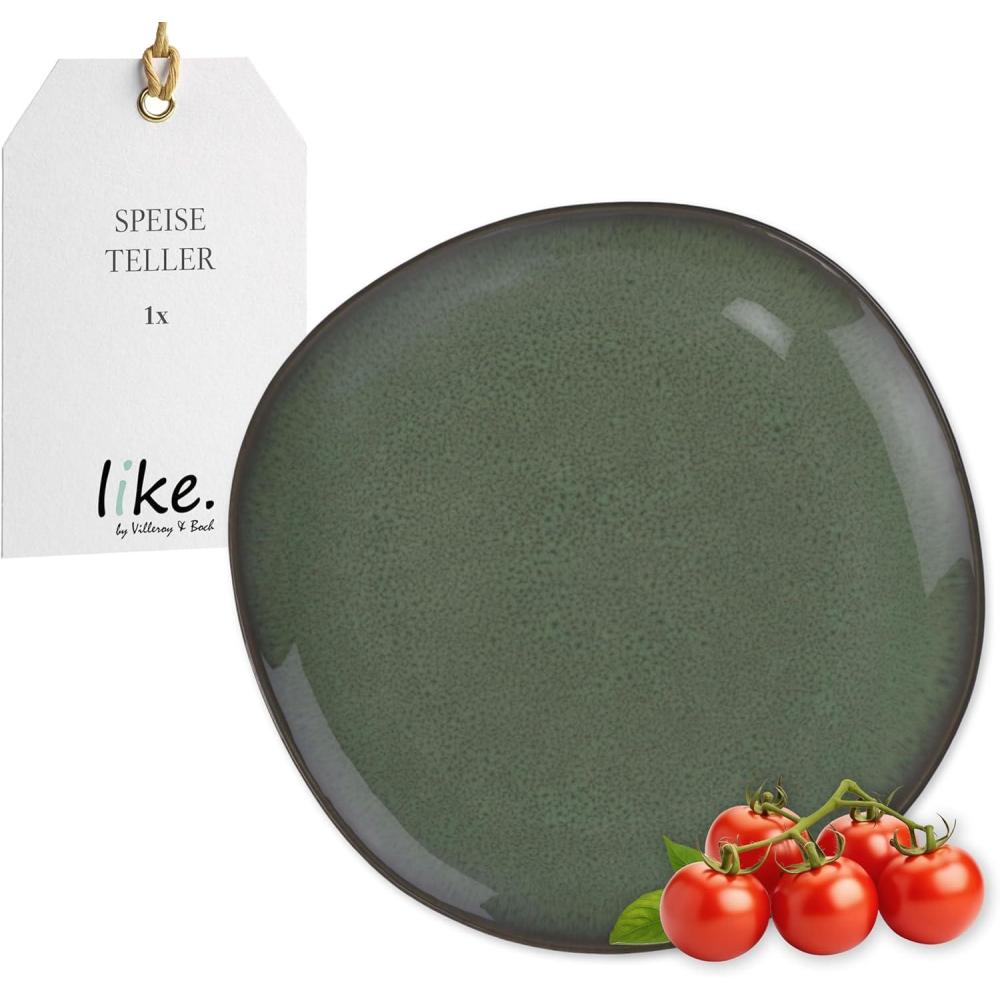imagelike by Villeroy ampamp Boch Lave Vert Dinner Plate Premium Porcelain Earthenware Handmade Look and Reactive Glaze 11 in Diameter Dishwasher and Microwave Safe  Green