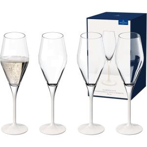 imageVilleroy ampamp Boch  Manufacture Rock Blanc Champagne Flute Set 4 pcs Set of Drinking Glasses for Champagne and Sparkling Wine 875 oz Crystal Glass Matte White Slate Look