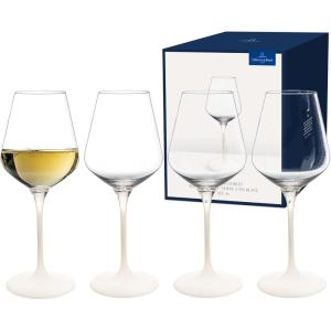 imageVilleroy ampamp Boch  Manufacture Rock Blanc White Wine Goblet Set 4 pcs Set of Drinking Glasses 1375 oz Crystal Glass Matte White Slate Look