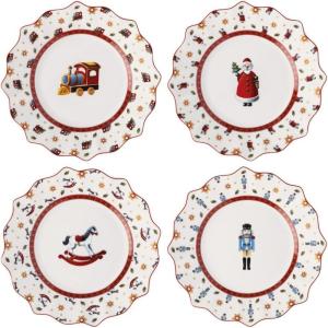 imageVilleroy ampamp Boch Toys Delight Anniversary Christmas Collection Plate Set of 4 1 Each of Santa Nutcracker Locomotive and Rocking Horse Premium Porcelain 4piece Assorted Set 95 x 1 in
