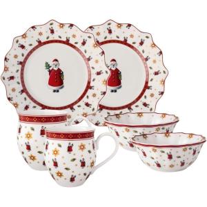 imageVilleroy ampamp Boch Toys Delight Christmas Collection Breakfast Set for 2 Santa Premium Porcelain 6piece Set Plates Bowls Mugs