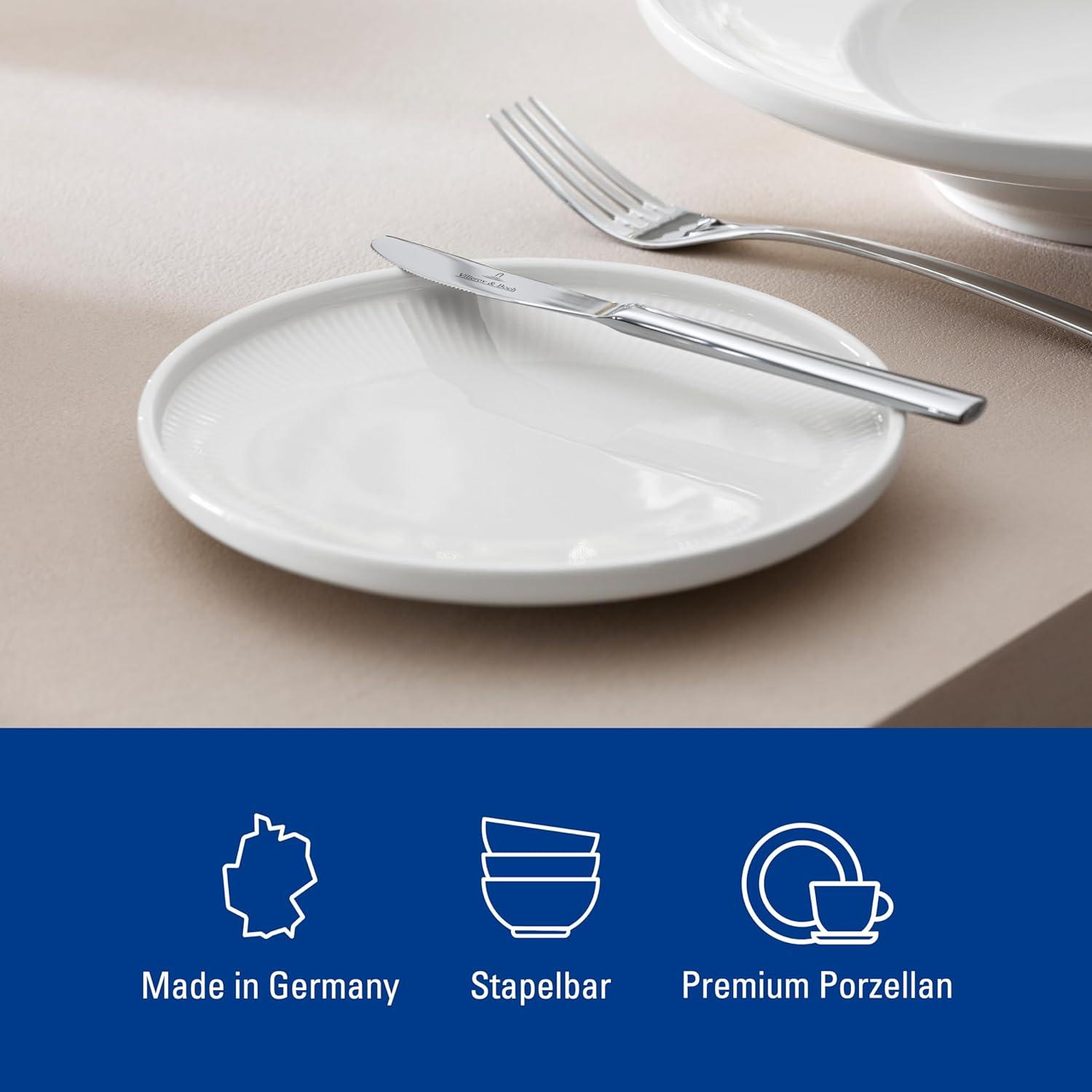 imageVilleroy ampamp Boch  Afina Dinner Plate Made of Premium Porcelain Plate for Main Courses Made in Germany Dishwasher and Microwave Safe 105 in diameter Stackable Rich Creamy WhiteBread Plate