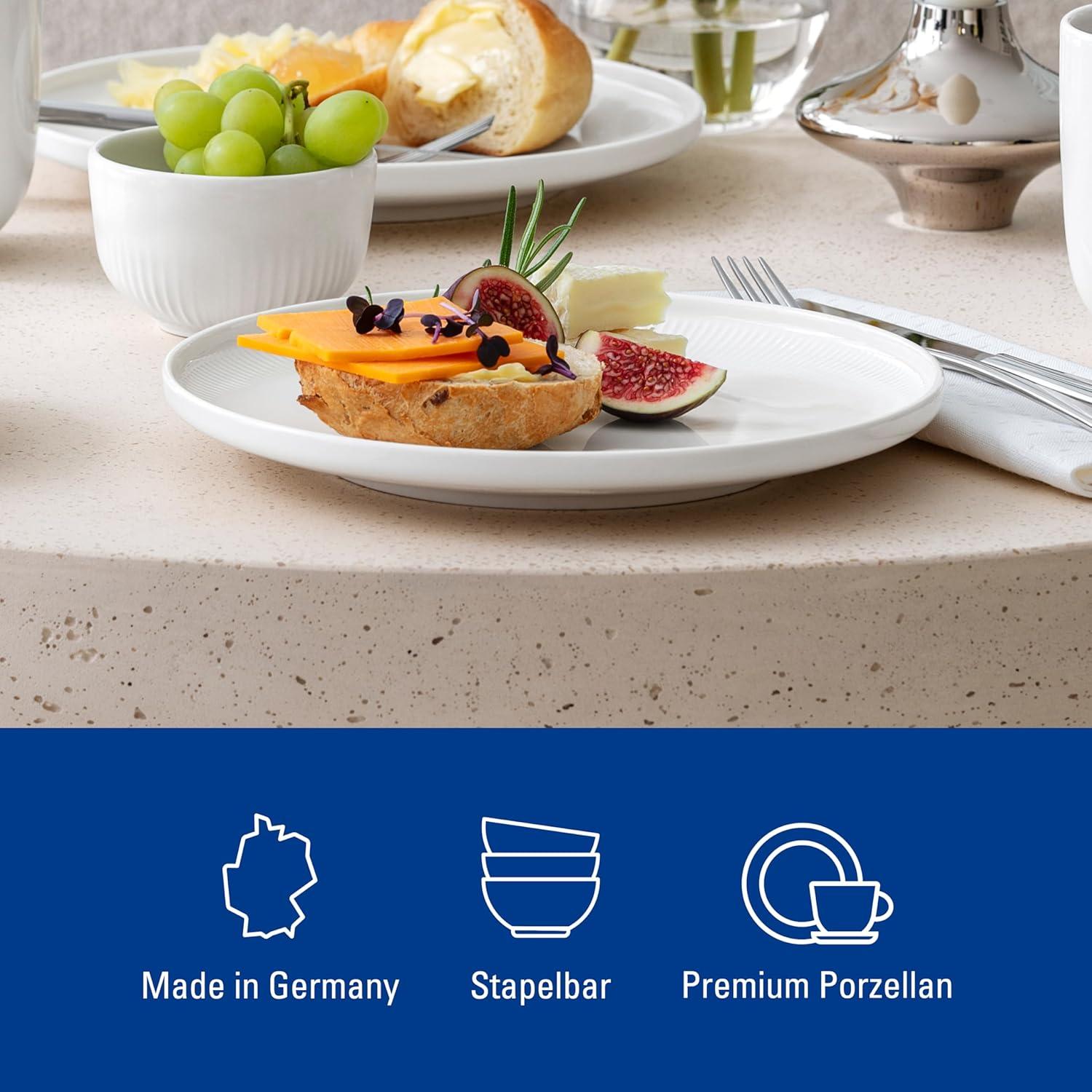 imageVilleroy ampamp Boch  Afina Dinner Plate Made of Premium Porcelain Plate for Main Courses Made in Germany Dishwasher and Microwave Safe 105 in diameter Stackable Rich Creamy WhiteBreakfast Plate