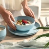 image:imageLike by Villeroy amp Boch  Perlemor Aqua Bowl Dimensions Approx 17  17  65 cm Blue DishwasherSafe amp MicrowaveSafe PotteryLook Effect Glaze Premium Porcelain Bowl