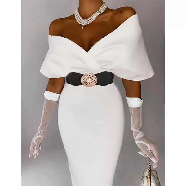 TOPACC 2Piece Wide belts for women Dresses Elastic Western Cinch Belt Stretch Retro Buckle Ladies FashionBlackWhite45