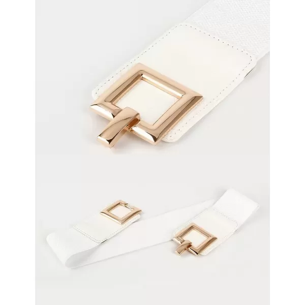 TOPACC 2Piece Wide belts for women Dresses Elastic Western Cinch Belt Stretch Retro Buckle Ladies FashionBlackWhite48