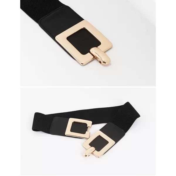 TOPACC 2Piece Wide belts for women Dresses Elastic Western Cinch Belt Stretch Retro Buckle Ladies FashionBlackWhite48