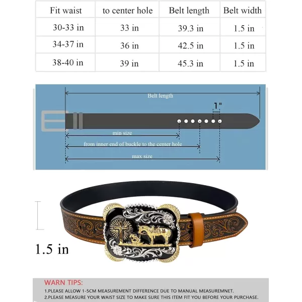 TOPACC Genuine Leather Western Belts for Womens Mens Cowboy Cowgirl Country Rodeo Buckle Belt Jeans Pants DressesGenuine Leather01