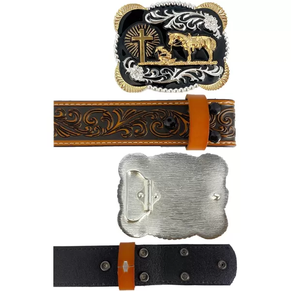 TOPACC Genuine Leather Western Belts for Womens Mens Cowboy Cowgirl Country Rodeo Buckle Belt Jeans Pants DressesGenuine Leather01