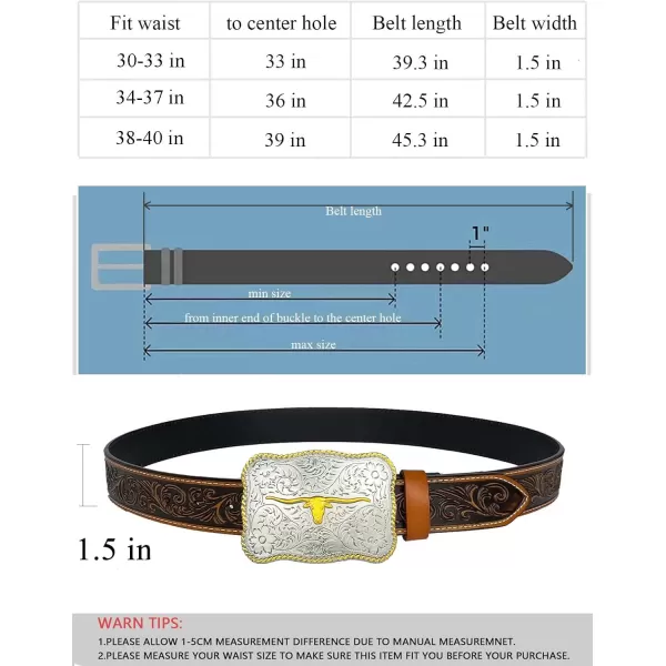 TOPACC Genuine Leather Western Belts for Womens Mens Cowboy Cowgirl Country Rodeo Buckle Belt Jeans Pants DressesGenuine Leather02