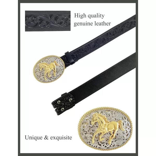 TOPACC Genuine Leather Western Belts for Womens Mens Cowboy Cowgirl Country Rodeo Buckle Belt Jeans Pants DressesGenuine Leather03