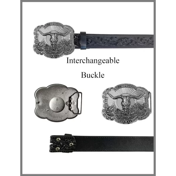 TOPACC Genuine Leather Western Belts for Womens Mens Cowboy Cowgirl Country Rodeo Buckle Belt Jeans Pants DressesGenuine Leather04
