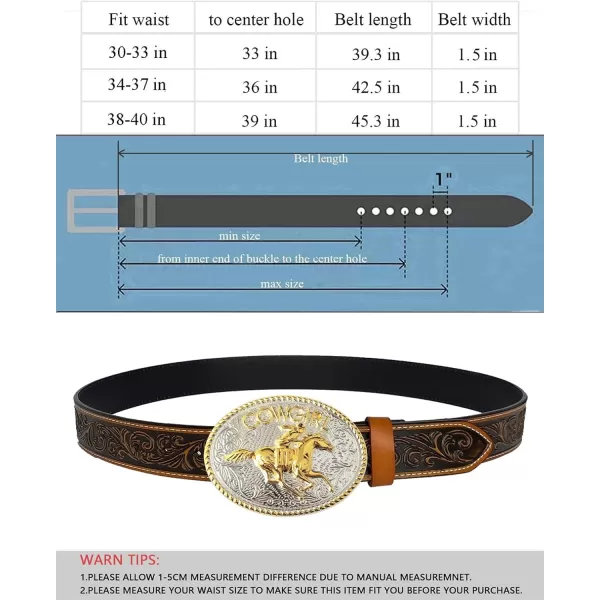 TOPACC Genuine Leather Western Belts for Womens Mens Cowboy Cowgirl Country Rodeo Buckle Belt Jeans Pants DressesGenuine Leather05