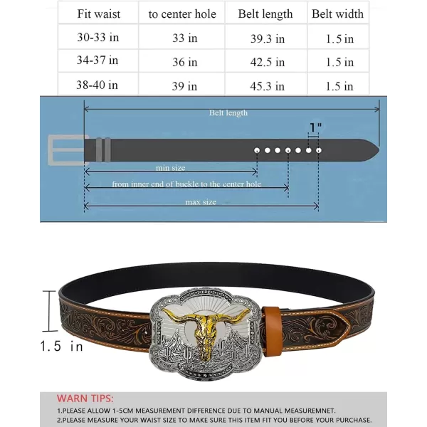 TOPACC Genuine Leather Western Belts for Womens Mens Cowboy Cowgirl Country Rodeo Buckle Belt Jeans Pants DressesGenuine Leather06