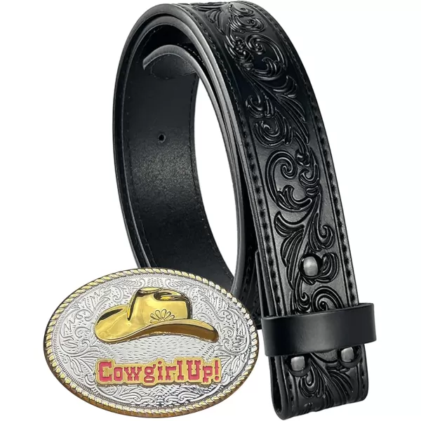 TOPACC Genuine Leather Western Belts for Womens Mens Cowboy Cowgirl Country Rodeo Buckle Belt Jeans Pants DressesGenuine Leather07