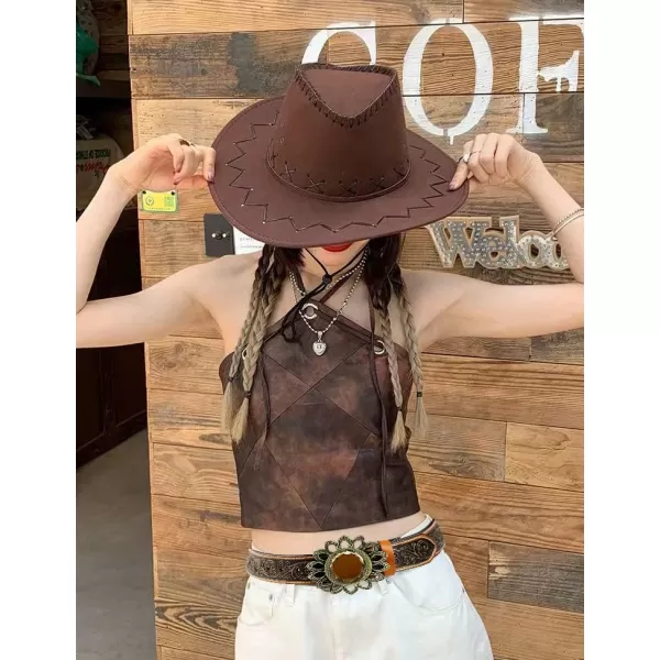 TOPACC Genuine Leather Western Belts for Womens Mens Cowboy Cowgirl Country Rodeo Buckle Belt Jeans Pants DressesGenuine Leather08