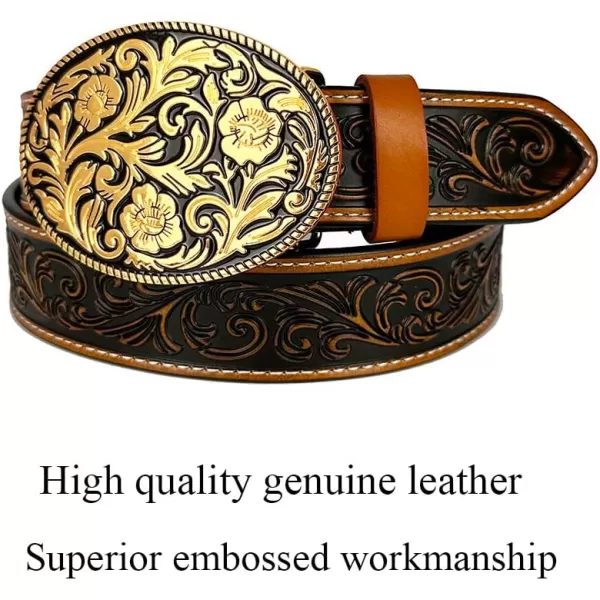 TOPACC Genuine Leather Western Belts for Womens Mens Cowboy Cowgirl Country Rodeo Buckle Belt Jeans Pants DressesGenuine Leather09