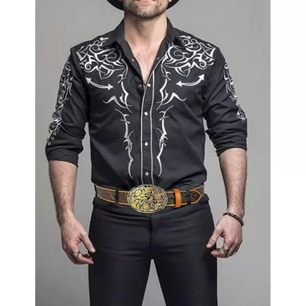 TOPACC Genuine Leather Western Belts for Womens Mens Cowboy Cowgirl Country Rodeo Buckle Belt Jeans Pants DressesGenuine Leather09