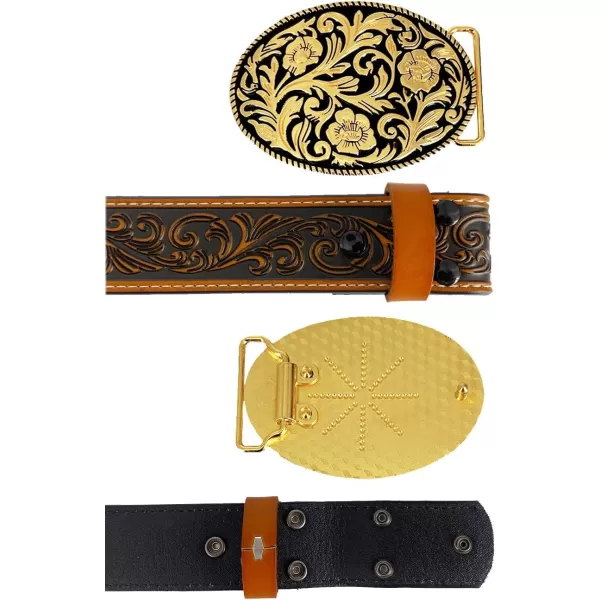 TOPACC Genuine Leather Western Belts for Womens Mens Cowboy Cowgirl Country Rodeo Buckle Belt Jeans Pants DressesGenuine Leather09
