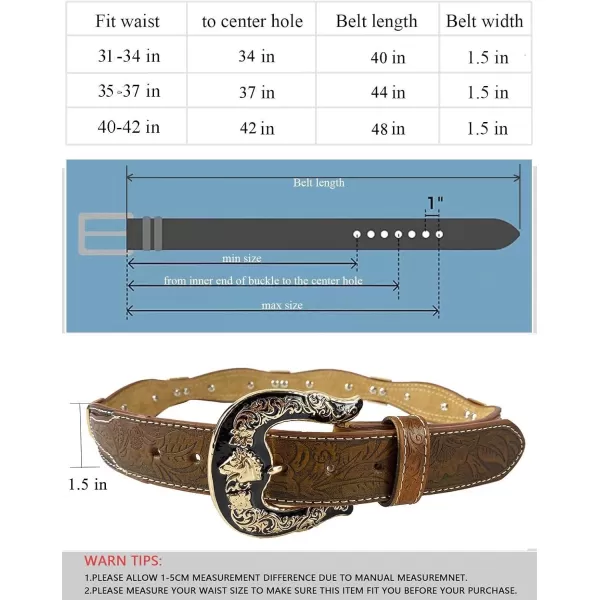 TOPACC Genuine Leather Western Belts for Womens Mens Cowboy Cowgirl Country Rodeo Buckle Belt Jeans Pants DressesGenuine Leather12