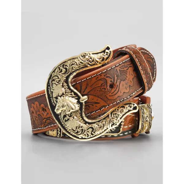 TOPACC Genuine Leather Western Belts for Womens Mens Cowboy Cowgirl Country Rodeo Buckle Belt Jeans Pants DressesGenuine Leather12