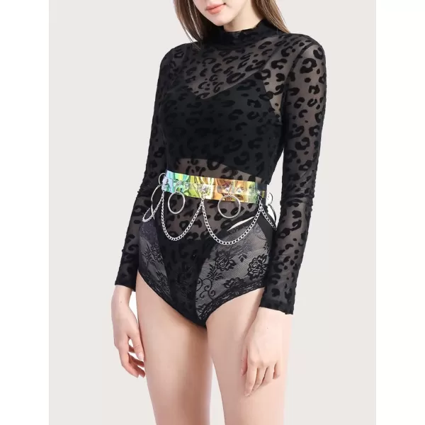 TOPACC Holographic Belt Rave Outfits for Women Iridecent Girls Cosplay