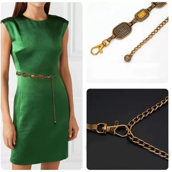 TOPACC Metal Link Chain Belt for Women Waist Chains Chunky Thick Chain Belt for Dresses JeansBelt Fashion9