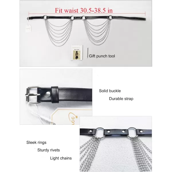 TOPACC Punk Waist Chain Belt Goth Body Harness for Women Leather Garter Gothic Belts Emo Rave Outfit CosplayBlack12