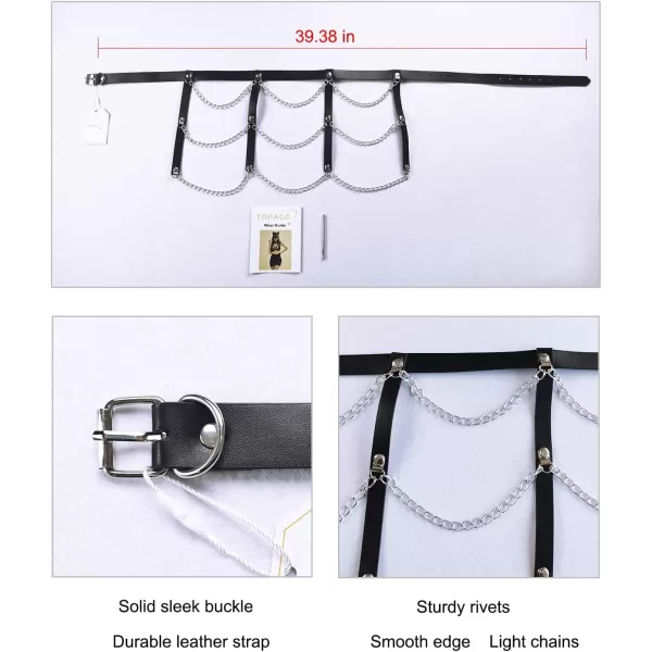 TOPACC Punk Waist Chain Belt Goth Body Harness for Women Leather Garter Gothic Belts Emo Rave Outfit CosplayBlack16