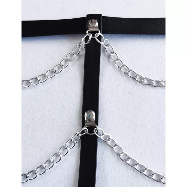TOPACC Punk Waist Chain Belt Goth Body Harness for Women Leather Garter Gothic Belts Emo Rave Outfit CosplayBlack16