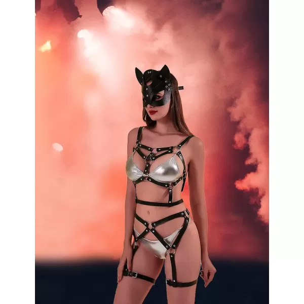 TOPACC Punk Waist Chain Belt Goth Body Harness for Women Leather Garter Gothic Belts Emo Rave Outfit CosplayBlack18