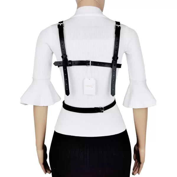 TOPACC Punk Waist Chain Belt Goth Body Harness for Women Leather Garter Gothic Belts Emo Rave Outfit CosplayBlack21