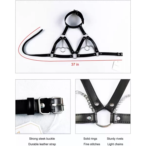 TOPACC Punk Waist Chain Belt Goth Body Harness for Women Leather Garter Gothic Belts Emo Rave Outfit CosplayBlack2a