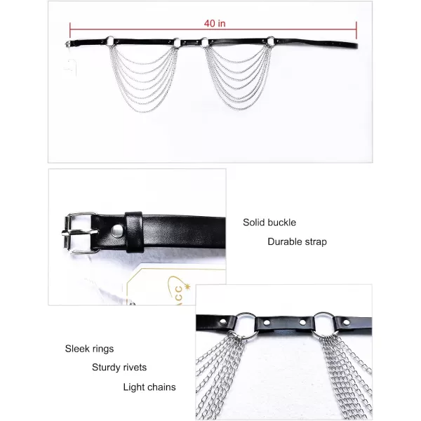 TOPACC Punk Waist Chain Belt Goth Body Harness for Women Leather Garter Gothic Belts Emo Rave Outfit CosplayBlack2a