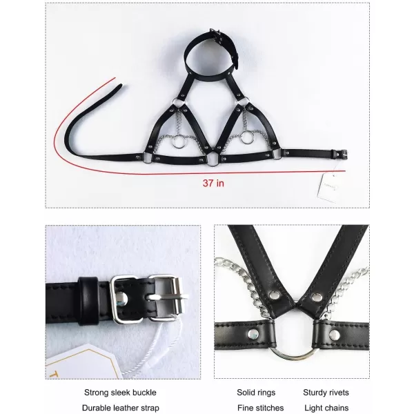 TOPACC Punk Waist Chain Belt Goth Body Harness for Women Leather Garter Gothic Belts Emo Rave Outfit CosplayBlack3