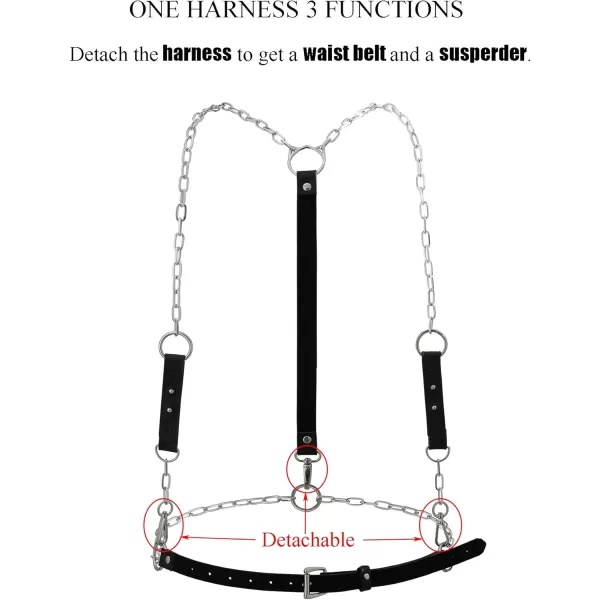 TOPACC Punk Waist Chain Belt Goth Body Harness for Women Leather Garter Gothic Belts Emo Rave Outfit CosplayBlack35