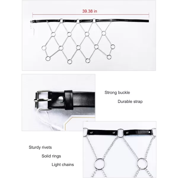 TOPACC Punk Waist Chain Belt Goth Body Harness for Women Leather Garter Gothic Belts Emo Rave Outfit CosplayBlack4