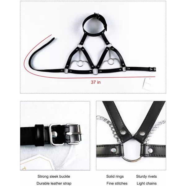 TOPACC Punk Waist Chain Belt Goth Body Harness for Women Leather Garter Gothic Belts Emo Rave Outfit CosplayBlack4