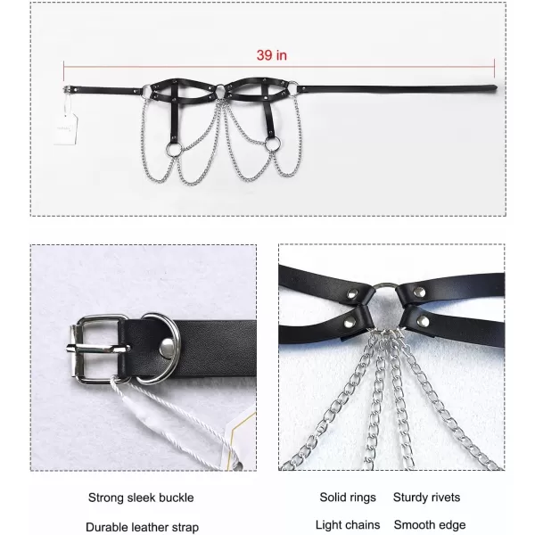 TOPACC Punk Waist Chain Belt Goth Body Harness for Women Leather Garter Gothic Belts Emo Rave Outfit CosplayBlack5