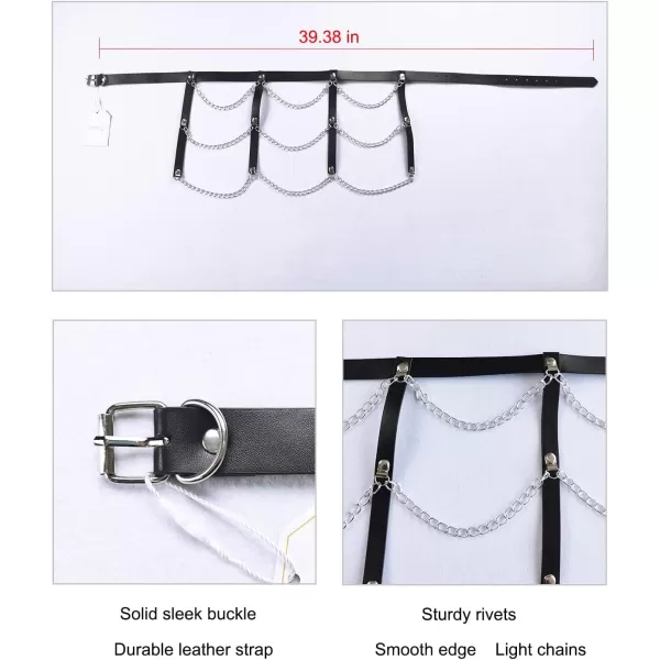 TOPACC Punk Waist Chain Belt Goth Body Harness for Women Leather Garter Gothic Belts Emo Rave Outfit CosplayBlack6