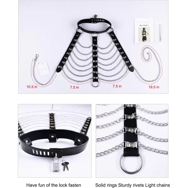 TOPACC Punk Waist Chain Belt Goth Body Harness for Women Leather Garter Gothic Belts Emo Rave Outfit CosplayBlack7