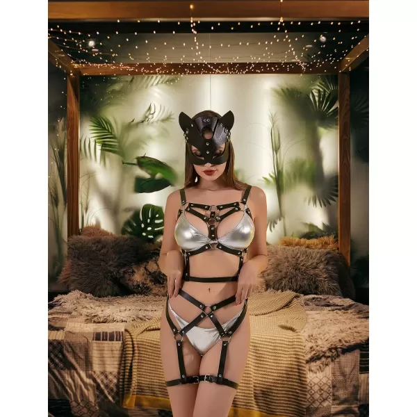 TOPACC Punk Waist Chain Belt Goth Body Harness for Women Leather Garter Gothic Belts Emo Rave Outfit CosplayBlack9