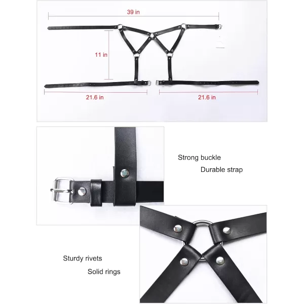 TOPACC Punk Waist Chain Belt Goth Body Harness for Women Leather Garter Gothic Belts Emo Rave Outfit CosplayBlack9