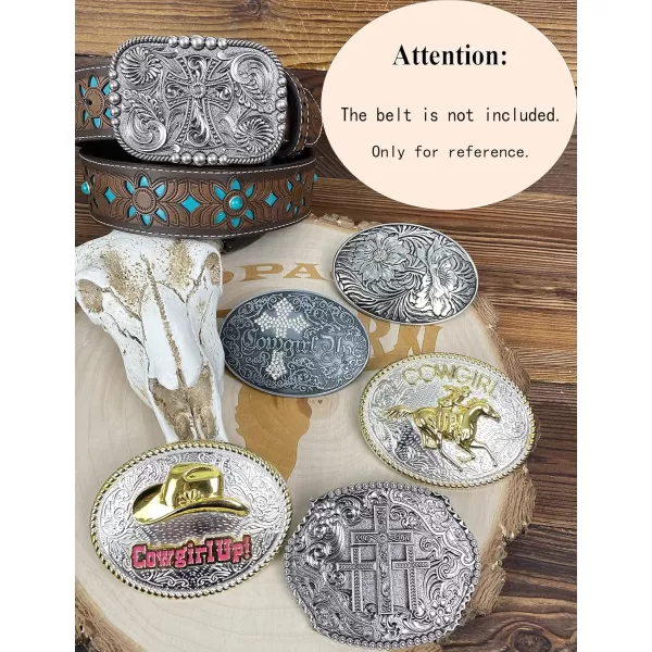 TOPACC Western Belt Buckles for Men Women Cowgirl Cowboy Crosses Rodeo Mens Replacement Buckle 15 Inches Novelty Belt Buckle