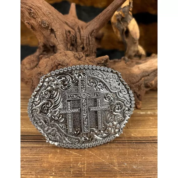 TOPACC Western Belt Buckles for Men Women Cowgirl Cowboy Crosses Rodeo Mens Replacement Buckle 15 Inches Novelty Belt Buckle