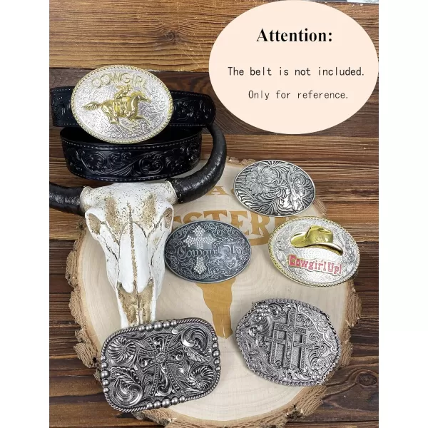 TOPACC Western Belt Buckles for Men Women Cowgirl Cowboy Flower Rodeo Mens Replacement Buckle 15 Inches Novelty Belt Buckle