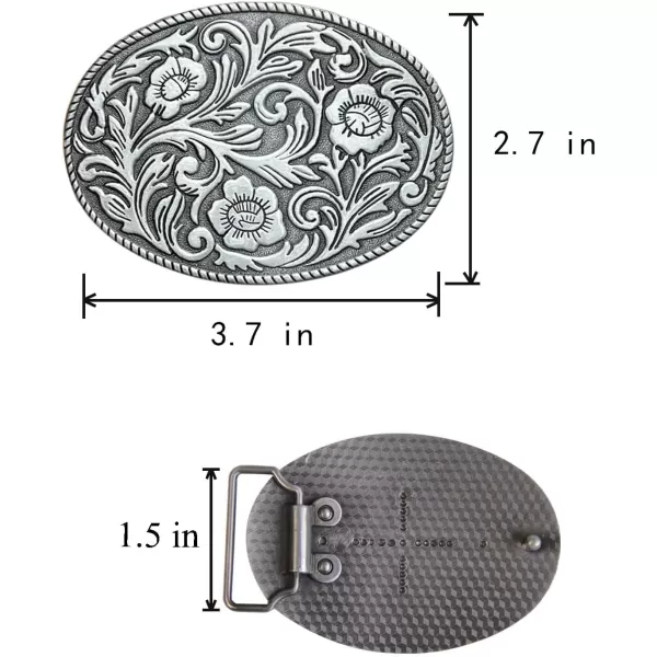 TOPACC Western Belt Buckles for Men Women Cowgirl Cowboy Flower Rodeo Mens Replacement Buckle 15 Inches Novelty Belt Buckle