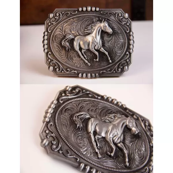 TOPACC Western Belt Buckles for Men Women Cowgirl Cowboy Rodeo Horse Mens Replacement Buckle 15 Inches Novelty Belt Buckle