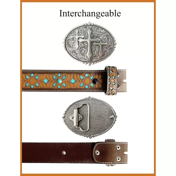 TOPACC Western Belts for Women Men with Buckle Cowboy Cowgirl Country Belt for Jeans PantsAntisilver